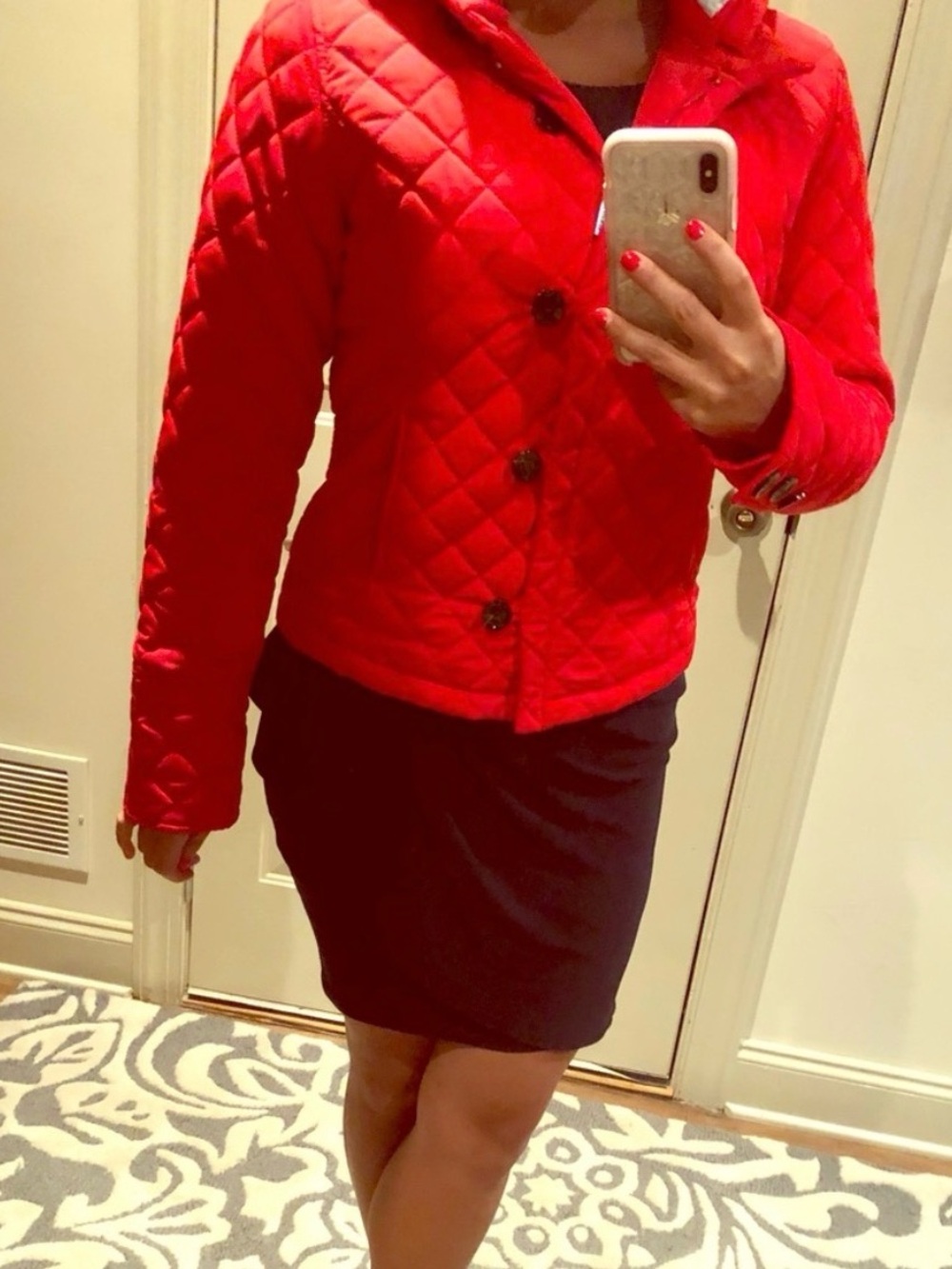 Calvin Klein Quilted Red Hooded Puffer Jacket